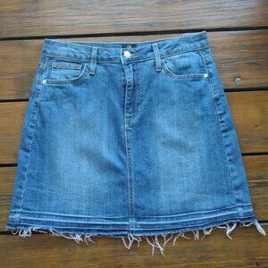 JUST BLACK Denim Mini Skirt Distressed Frayed Raw Hem Grunge Size Small